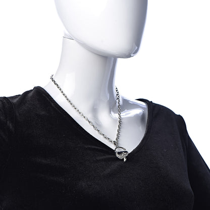 Christian Dior Crystal Saddle Bag Pendant Necklace Silver 2 of 5