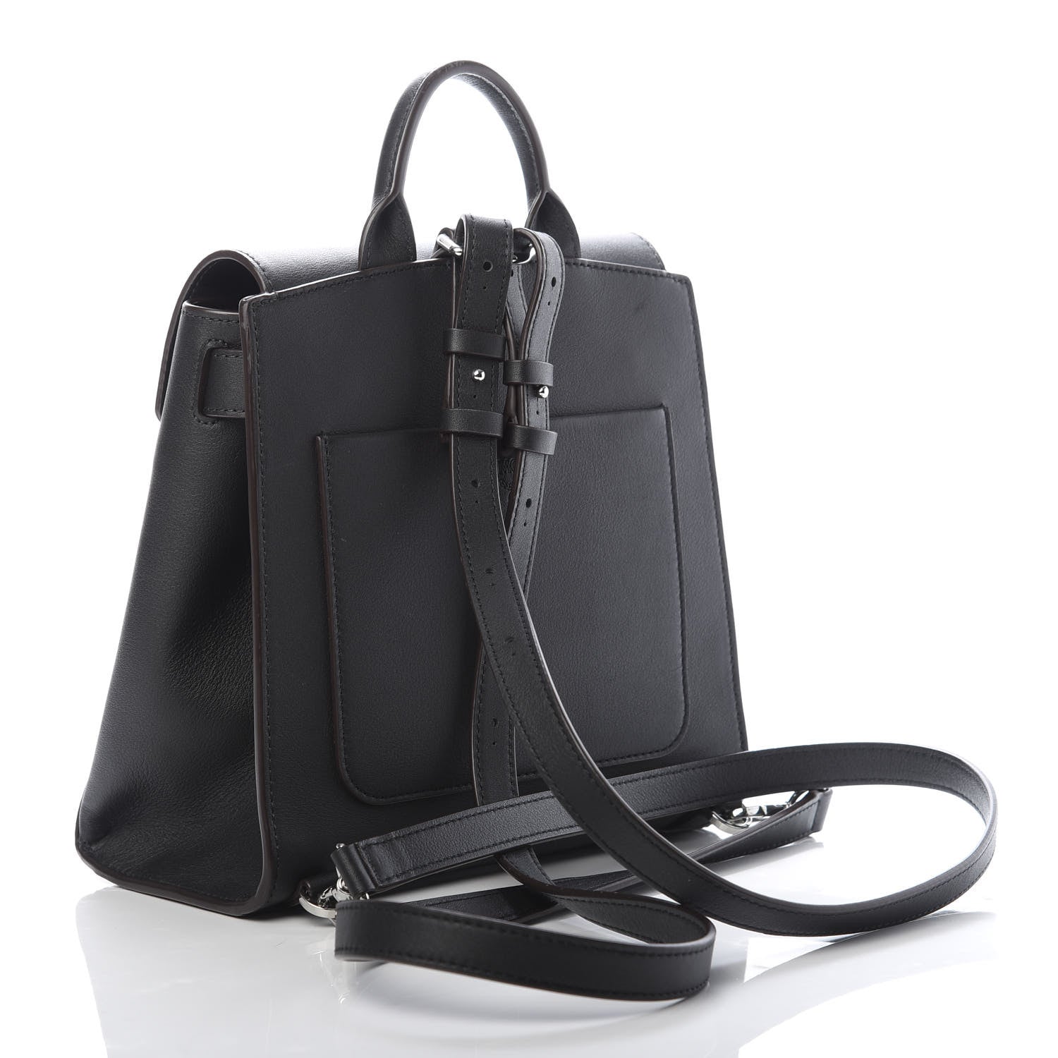 MCM Calfskin Essential Monogram Small Backpack Black 2 of 9