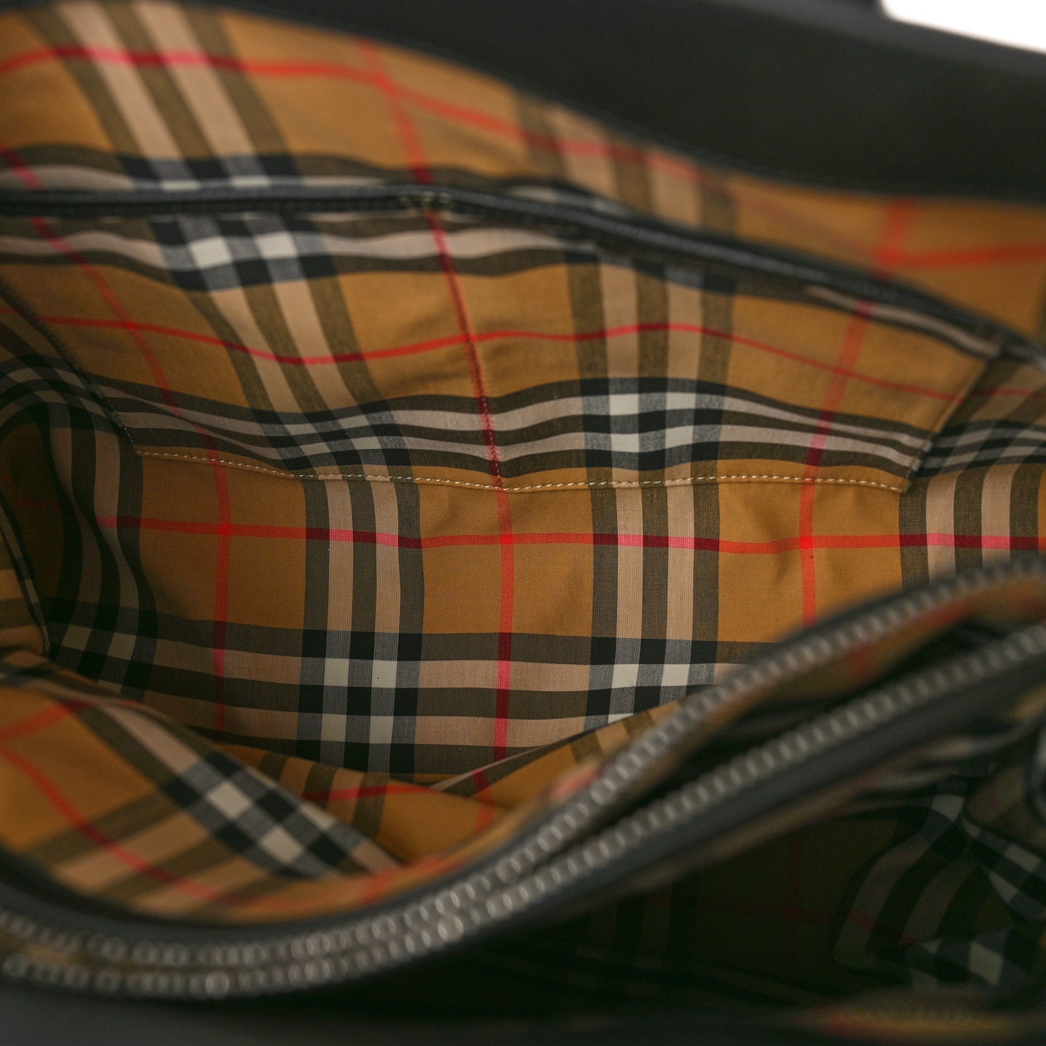 Burberry Grainy Calfskin House Check Medium Banner Tote Black 5 of 8