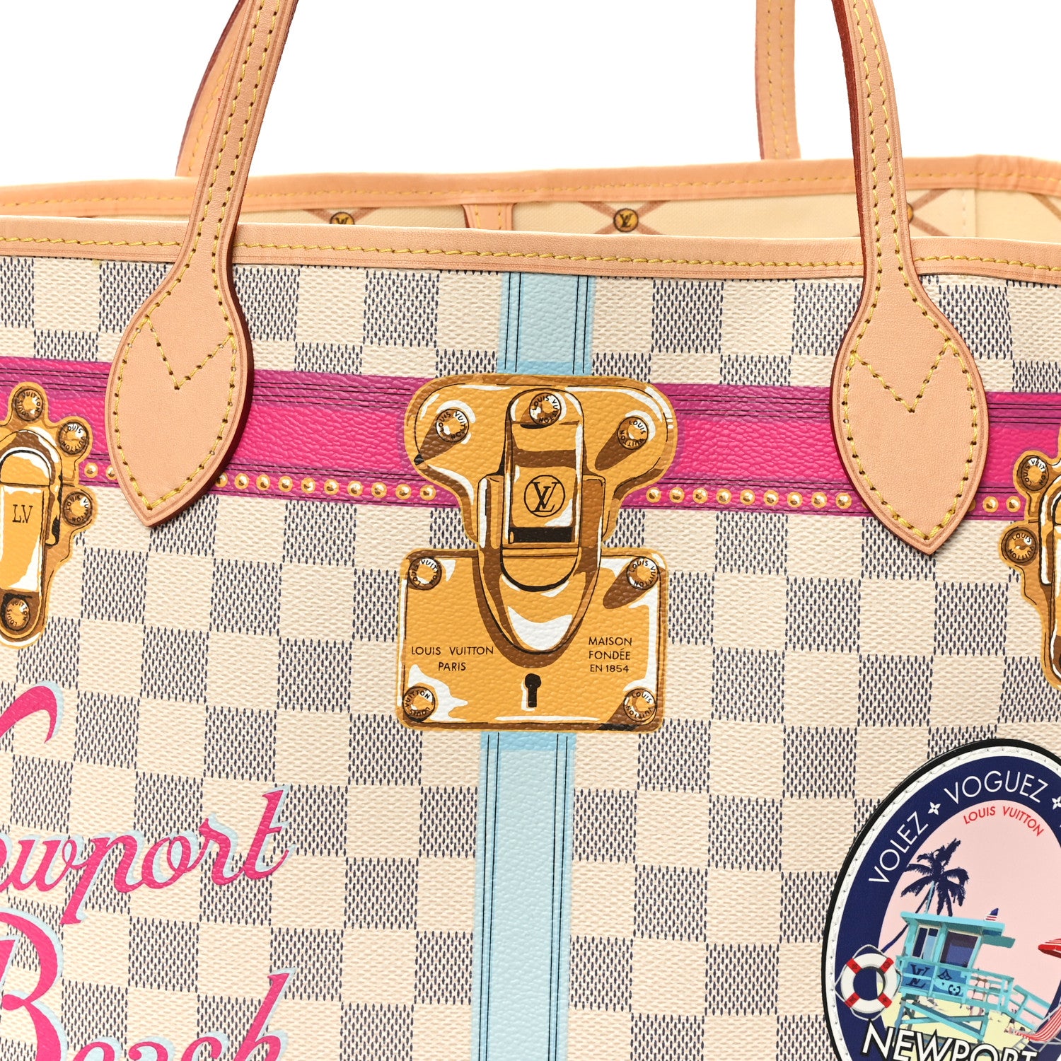 Louis Vuitton Damier Azur Summer Trunks Newport Beach Neo Neverfull MM 9 of 11