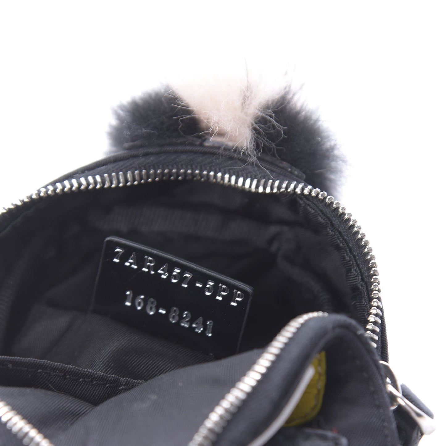 Nylon Shiny Nappa Nutria Fox Fur Monster Eyes Mini Backpack Charm Black Multicolor