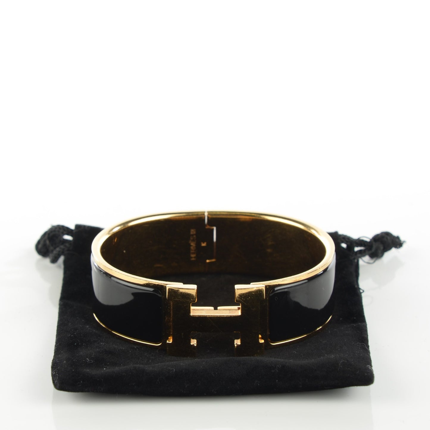 Enamel Wide Clic Clac H Bracelet GM Black