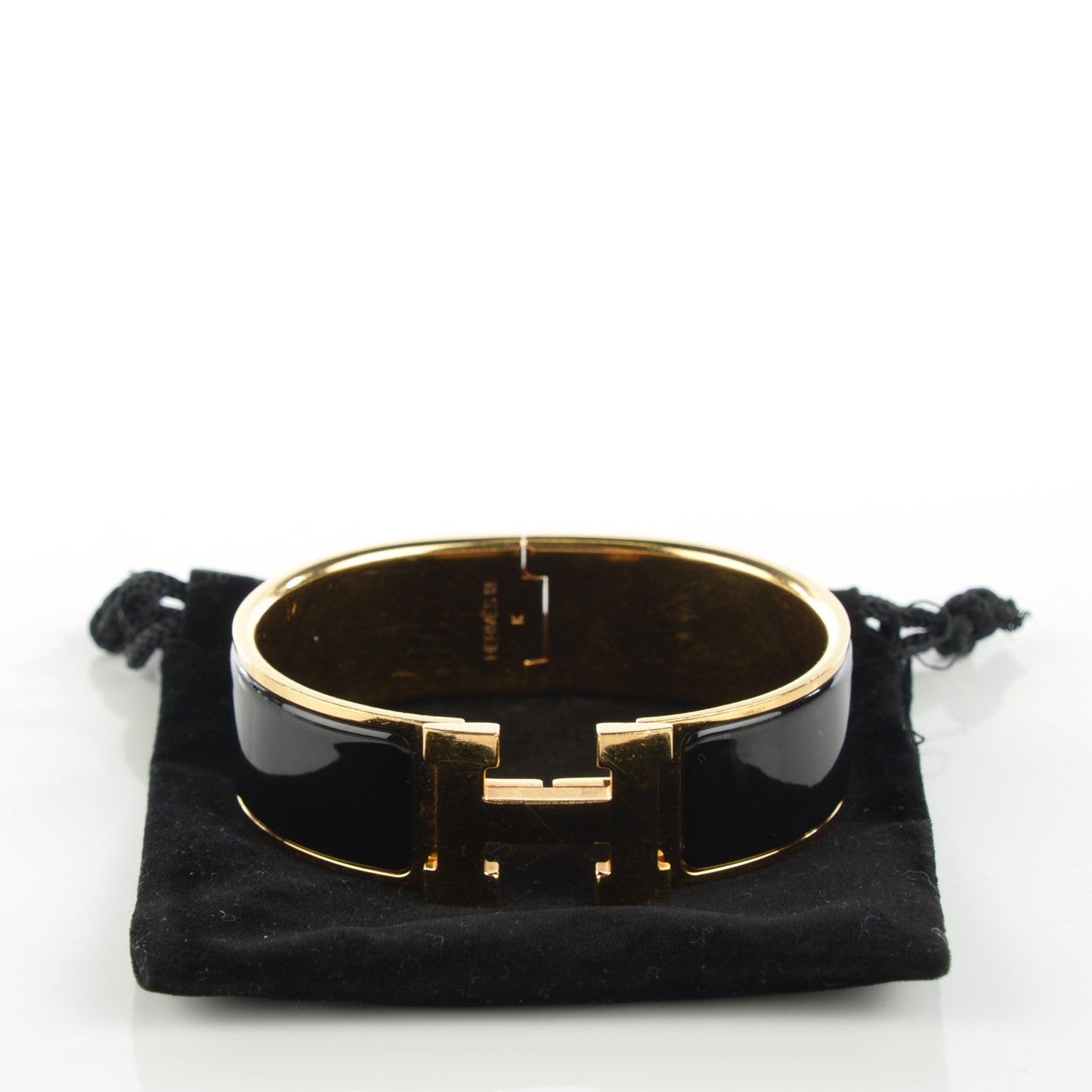 Hermes Enamel Wide Clic Clac H Bracelet GM Black 4 of 7