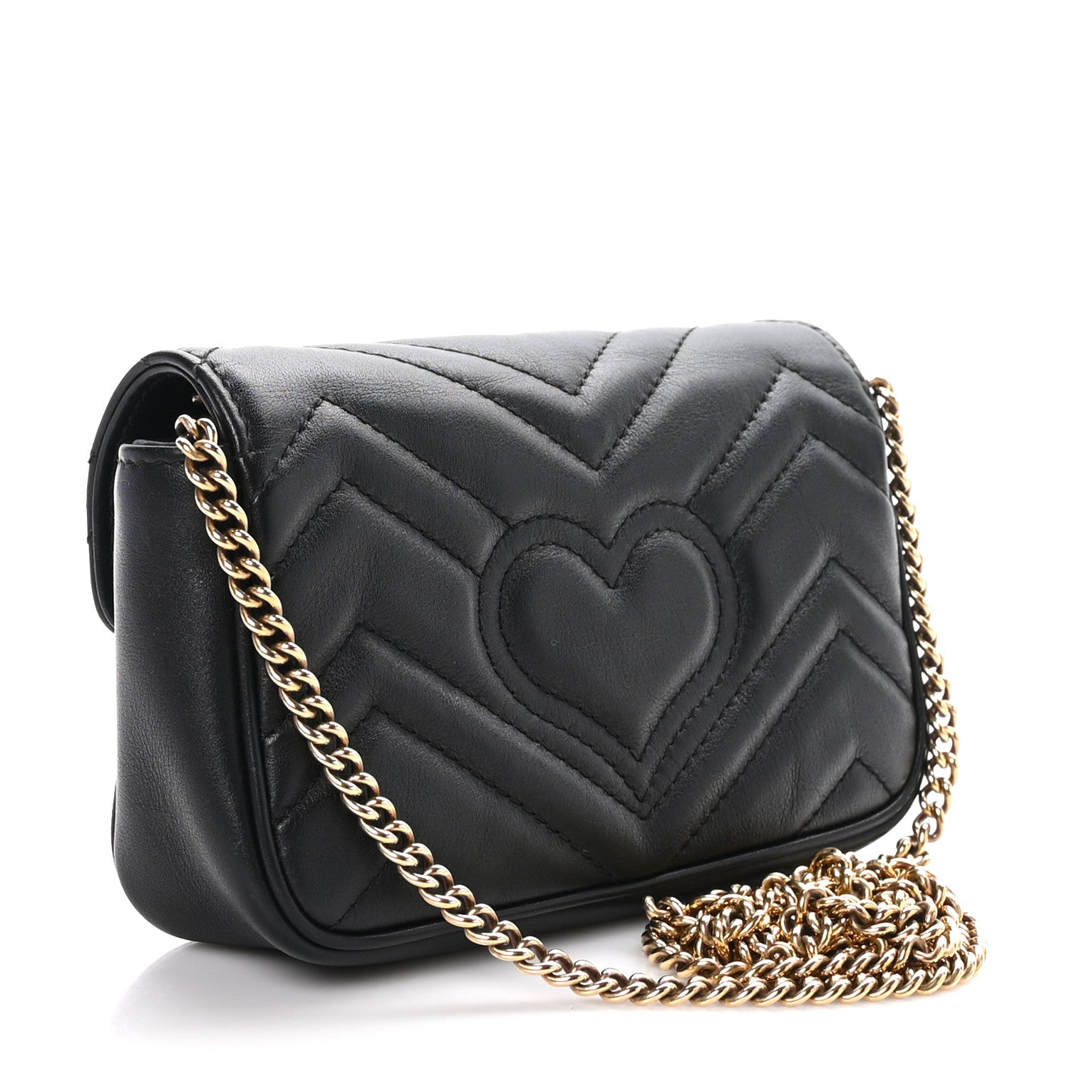 Gucci Calfskin Matelasse Super Mini GG Marmont Shoulder Bag Black 3 of 10