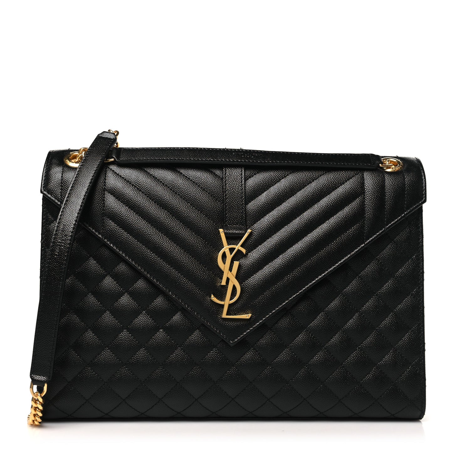 Grain De Poudre Textured Mixed Matelasse Large Triquilt Monogram Satchel Black