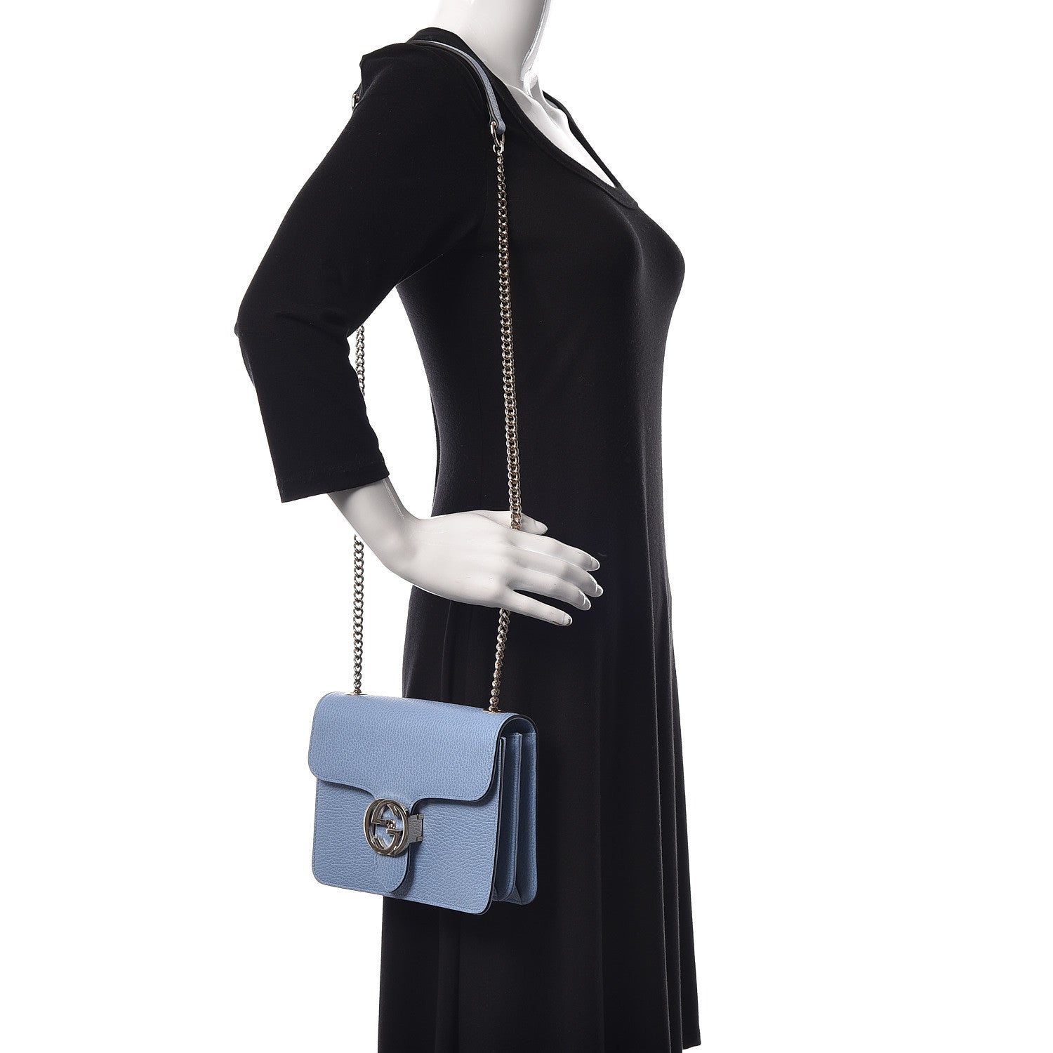 Gucci Dollar Calfskin Small Interlocking G Shoulder Bag Mineral Blue 2 of 10