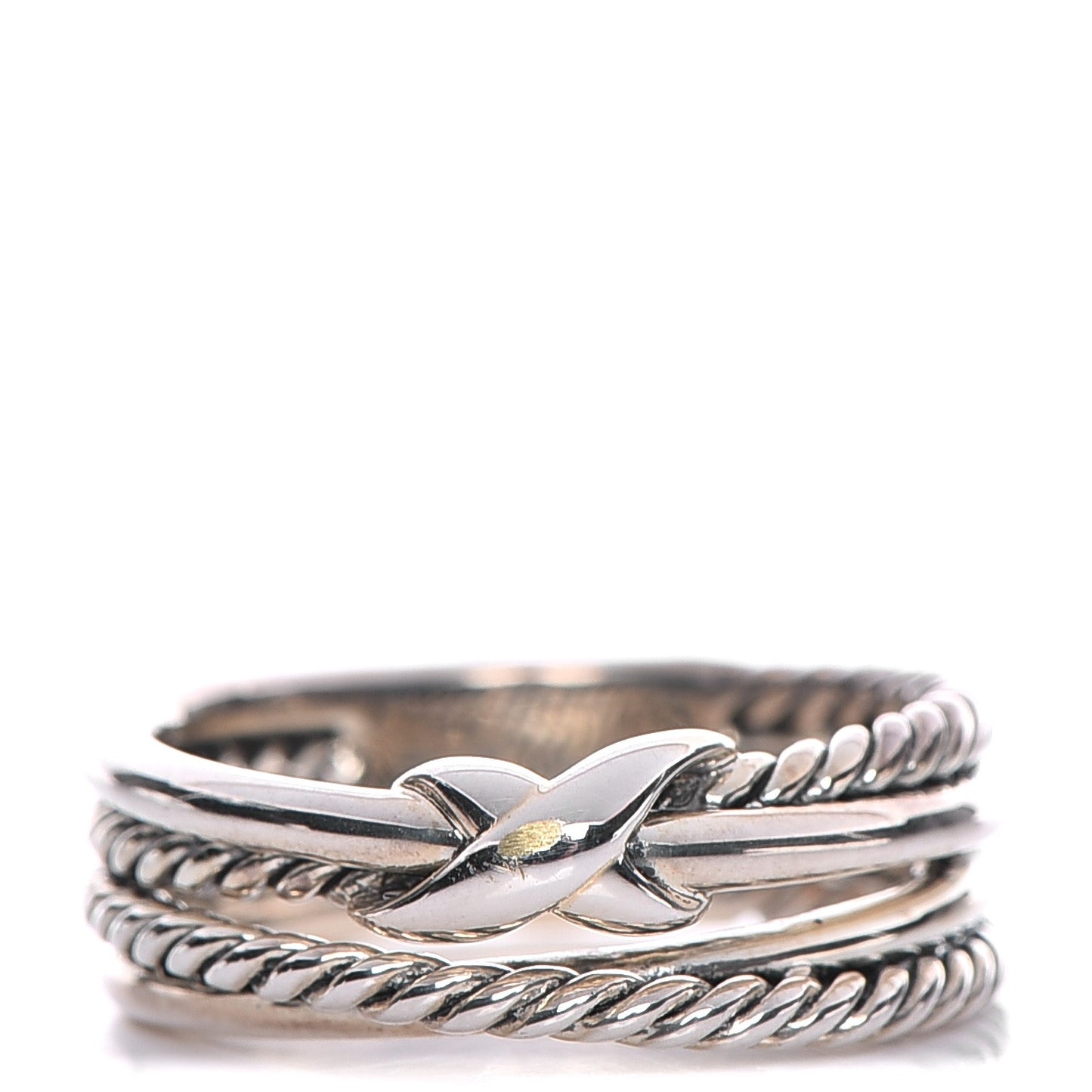 Sterling Silver 18K White Gold 6mm X Crossover Ring 6