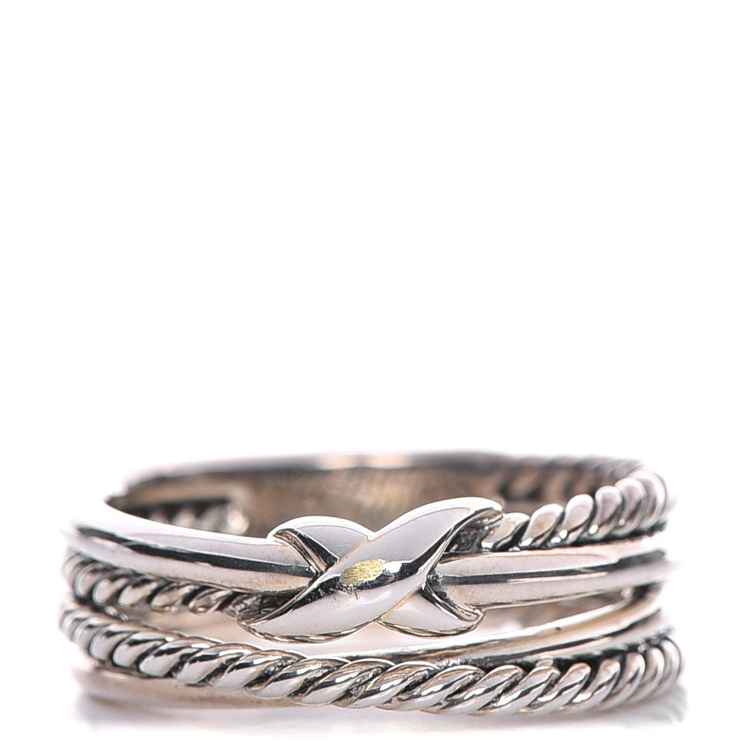 David Yurman Sterling Silver 18K White Gold 6mm X Crossover Ring 6 1 of 7