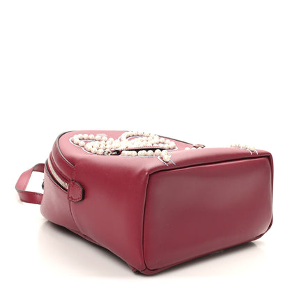 Fendi Vitello Liberty Pearl Romantic Bow Mini Backpack Black Cherry 4 of 10