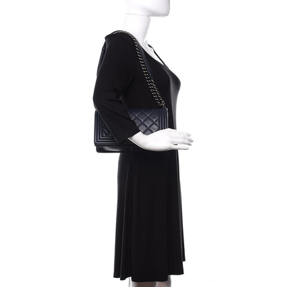 Chanel Calfskin Quilted Medium Boy Flap Dark Blue 3 of 11