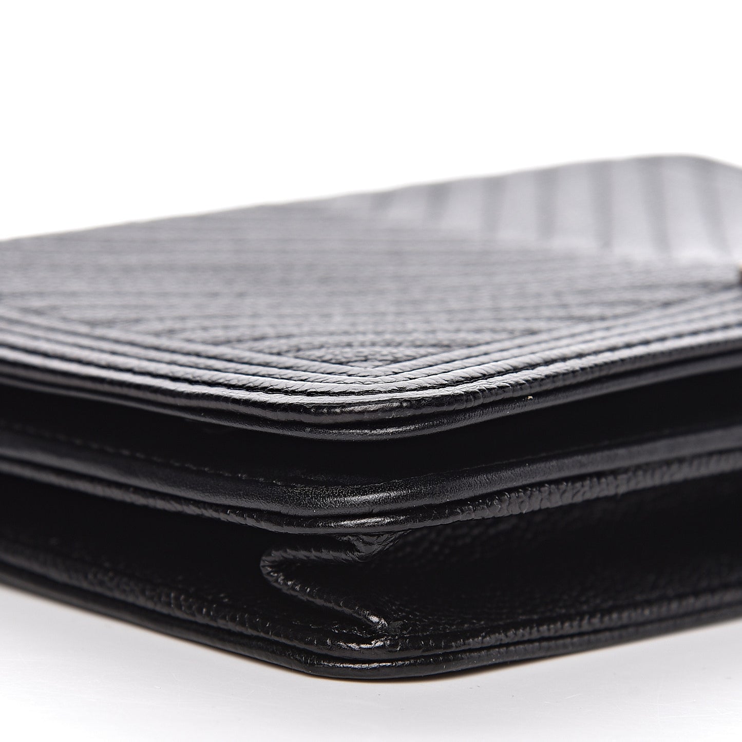Caviar Chevron Quilted Boy Wallet On Chain WOC Black