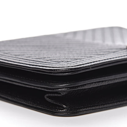 Chanel Caviar Chevron Quilted Boy Wallet On Chain WOC Black 12 of 15