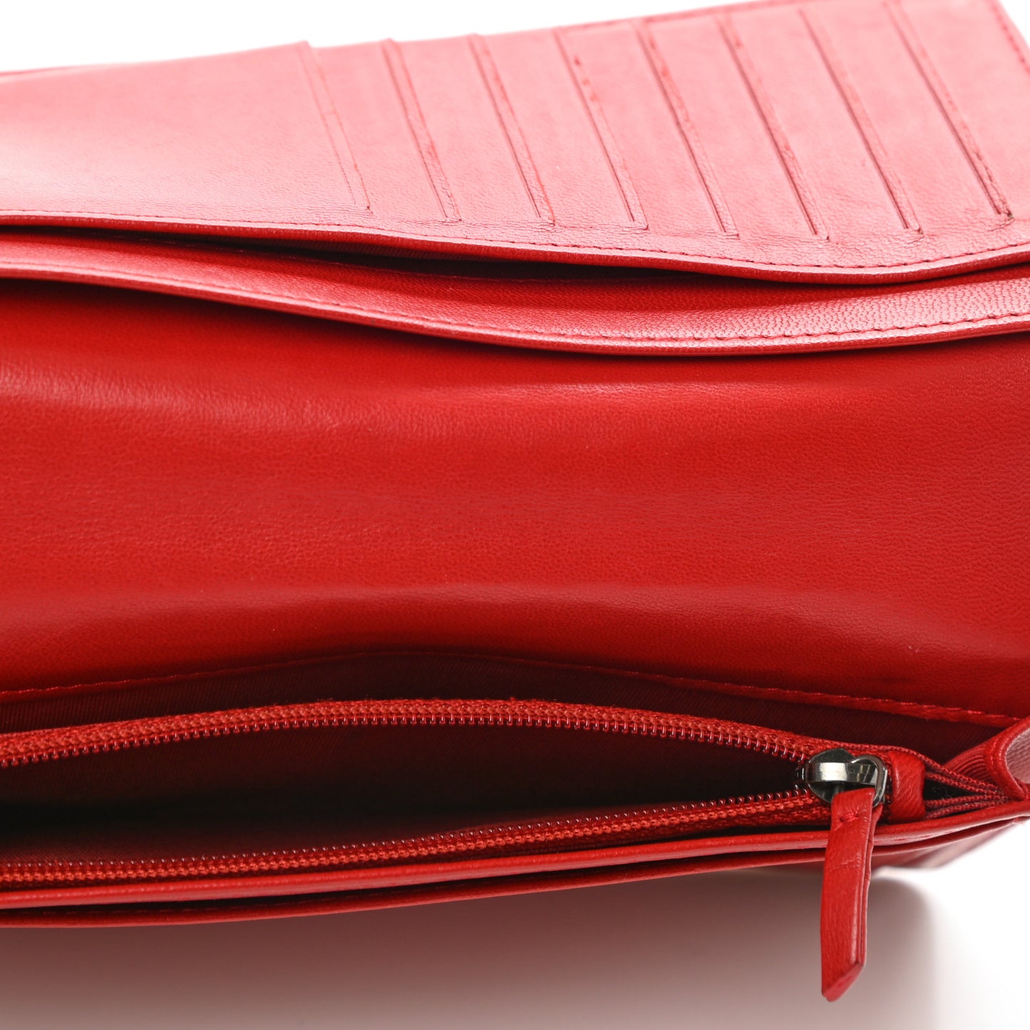 Lambskin Quilted Boy Yen Wallet Red