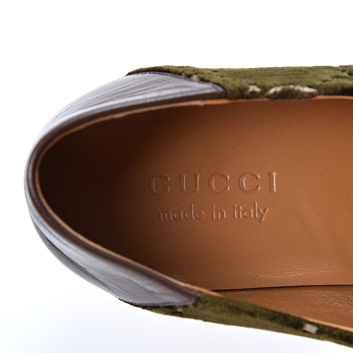 Gucci Velvet GG Monogram Mens Horsebit Loafers 8.5 Green 8 of 11