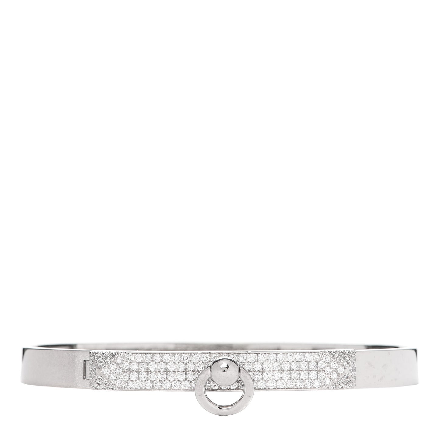 18K White Gold Pave Diamond PM Collier De Chien Bracelet ST