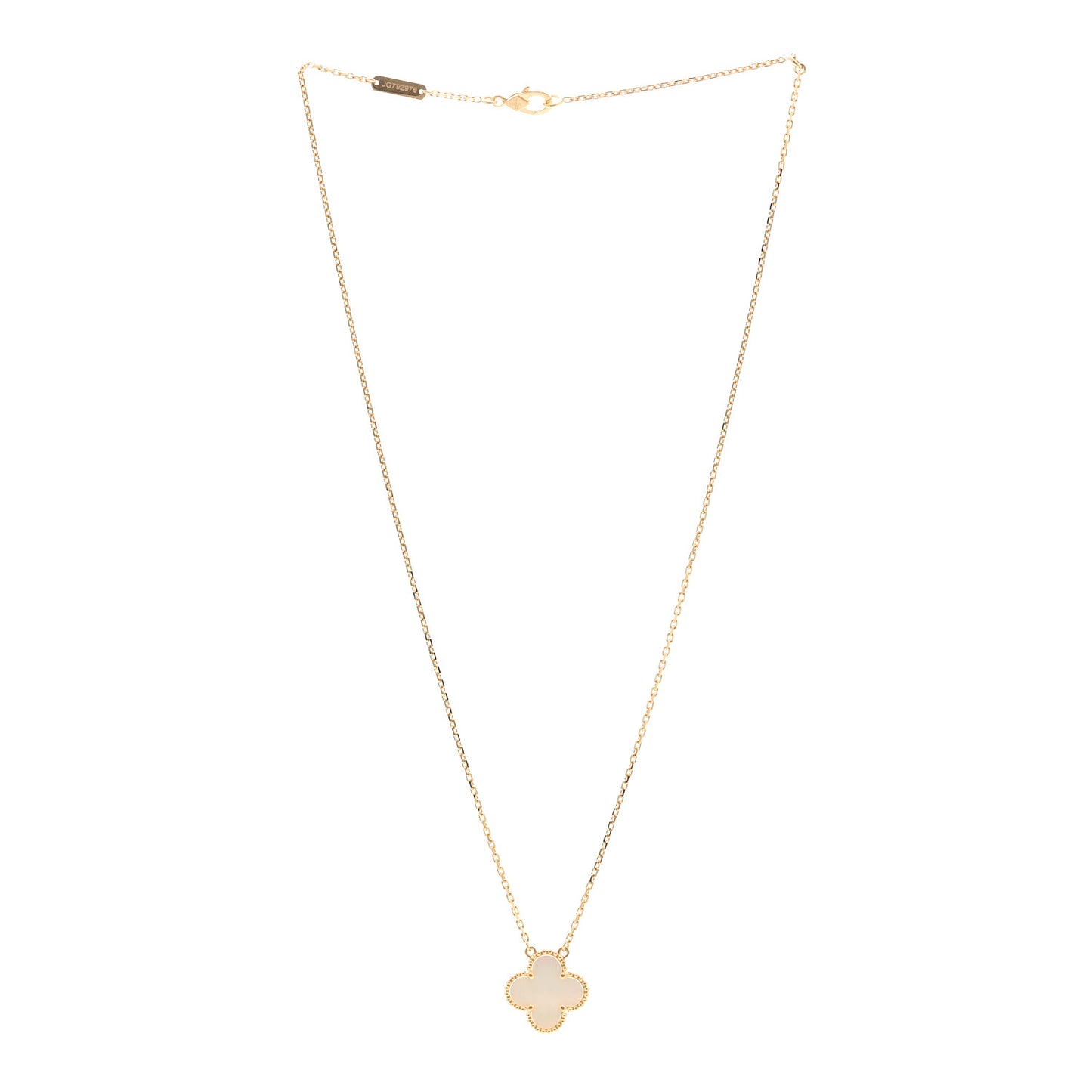 18K Yellow Gold Mother of Pearl Vintage Alhambra Pendant Necklace