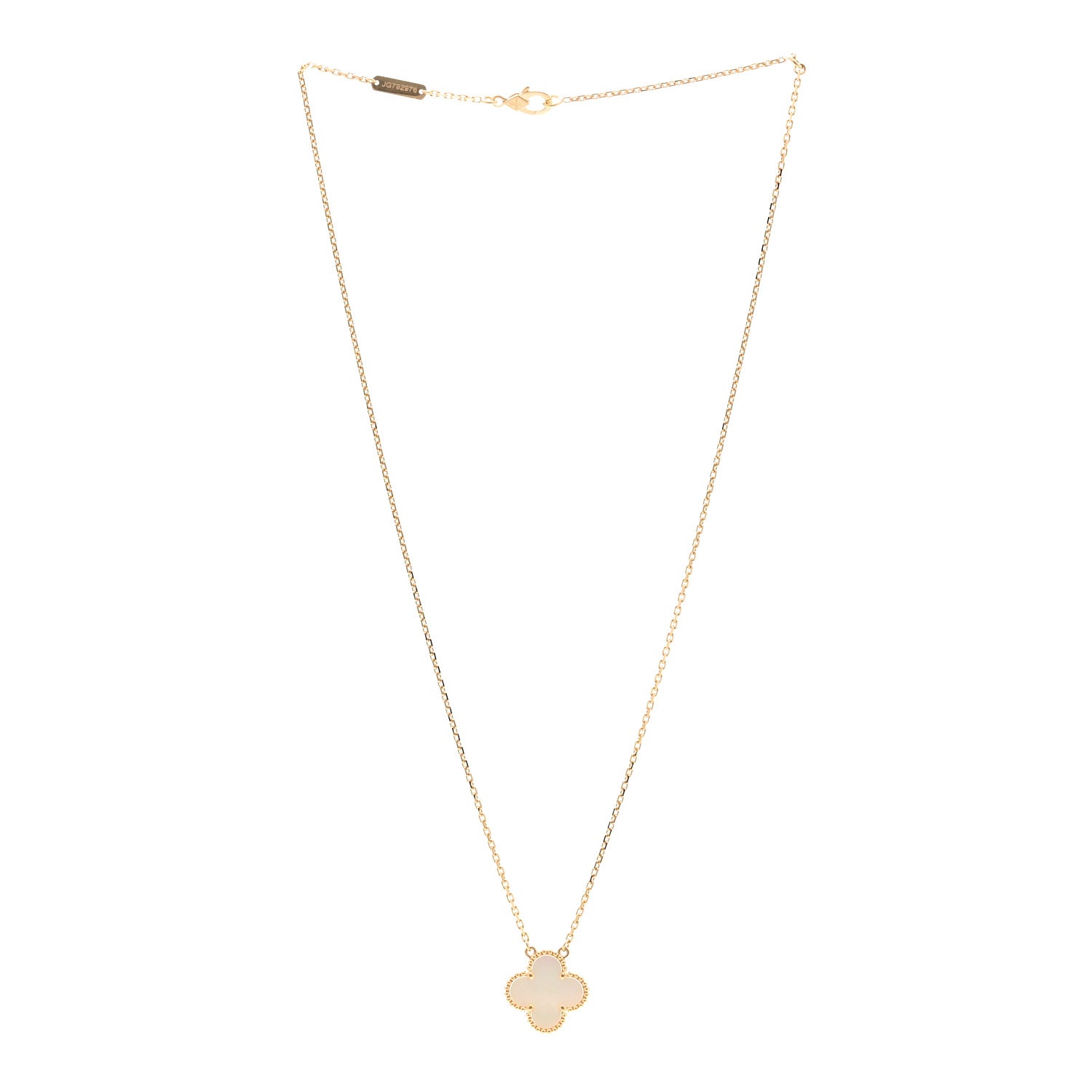 Van Cleef & Arpels 18K Yellow Gold Mother of Pearl Vintage Alhambra Pendant Necklace 3 of 5