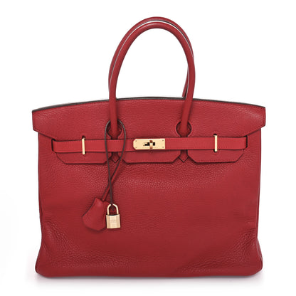 Hermes Taurillon Clemence Birkin 35 Rouge Vif 1 of 11