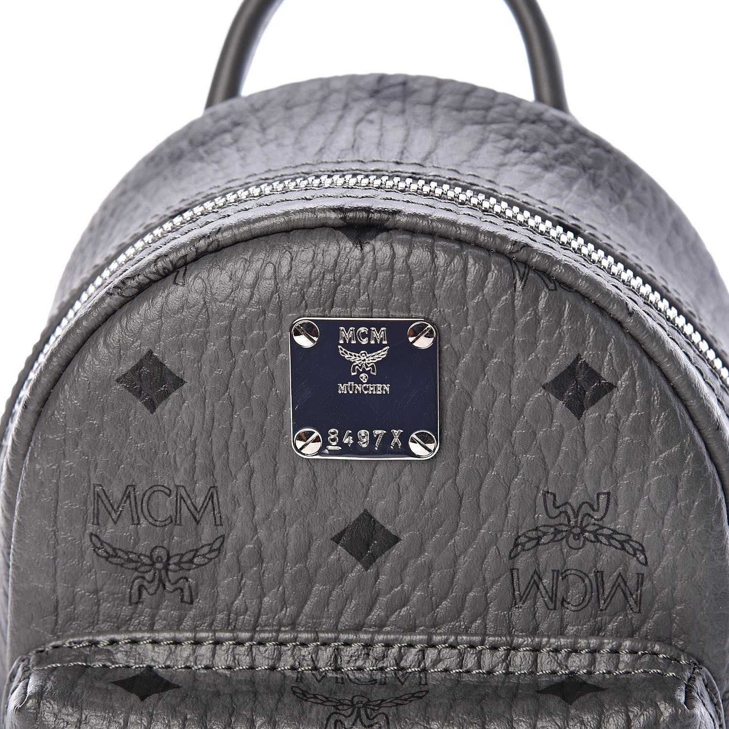MCM Visetos Studded X-Mini Bebe Boo Backpack Grey 9 of 9