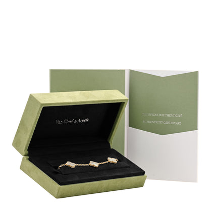 Van Cleef & Arpels 18K Yellow Gold Mother of Pearl 5 Motifs Vintage Alhambra Bracelet 5 of 5