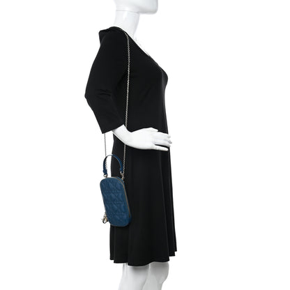 Christian Dior Patent Cannage Lady Dior Phone Holder Dior Blue 2 of 15