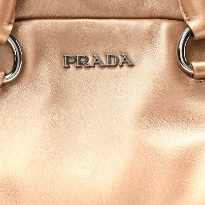 Prada Metallic Nappa Ruffle Bauletto Gold 7 of 9