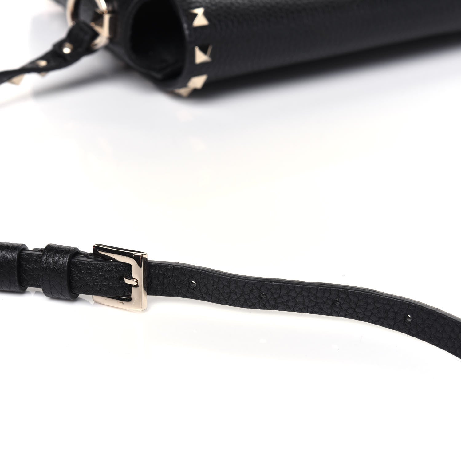 Valentino Garavani Pebbled Calfskin Rockstud Flip Lock Flap Messenger Black 17 of 17