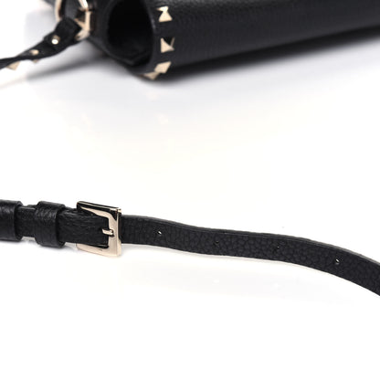Valentino Garavani Pebbled Calfskin Rockstud Flip Lock Flap Messenger Black 17 of 17