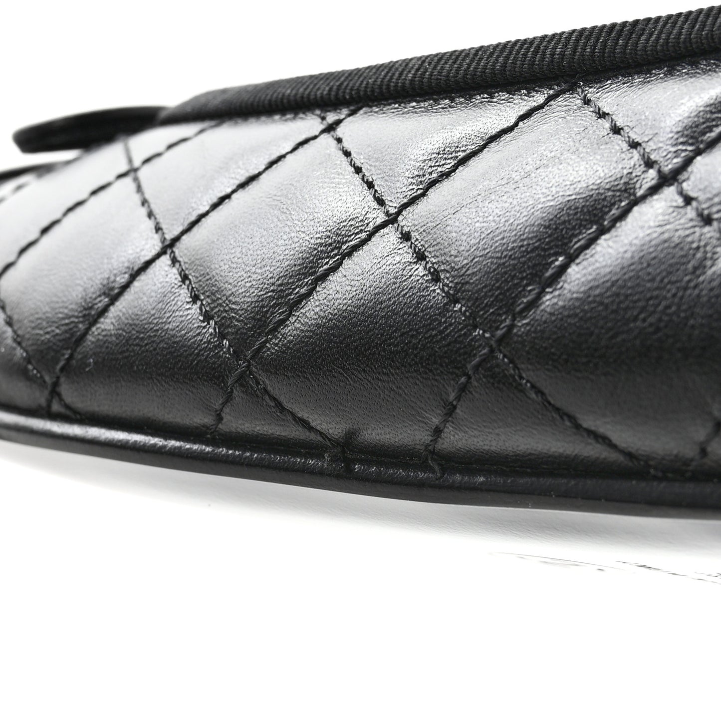 Aged Calfskin Quilted CC Cap Toe Ballerina Flats 39.5 Black