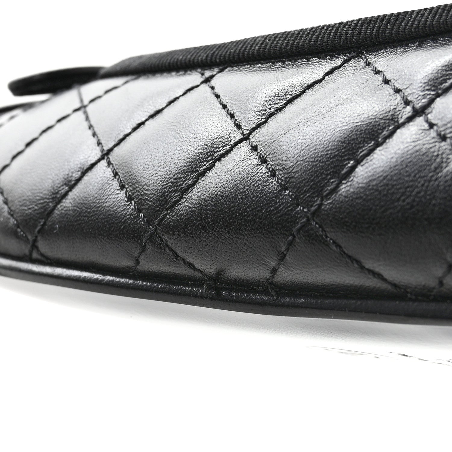 Chanel Aged Calfskin Quilted CC Cap Toe Ballerina Flats 39.5 Black 10 of 14