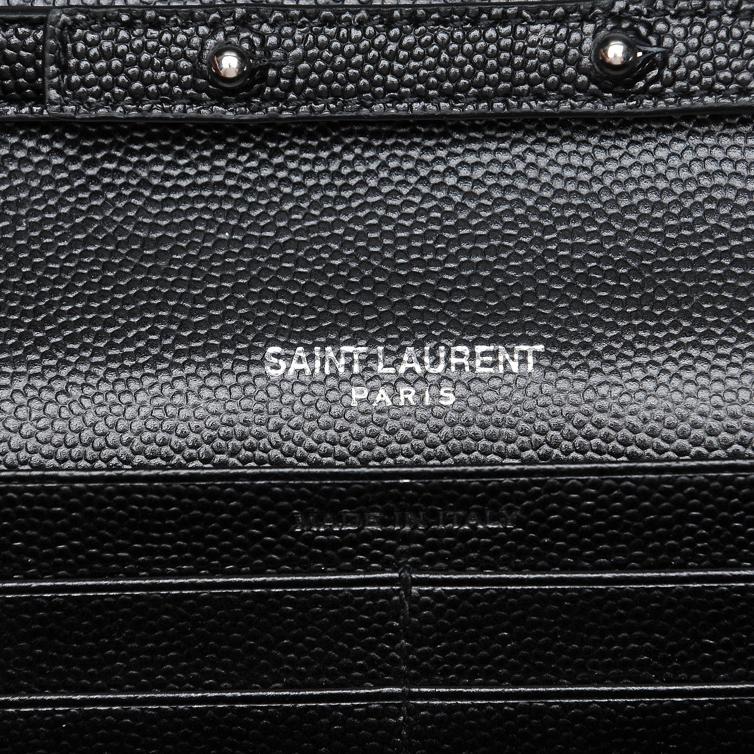 Saint Laurent Grain De Poudre Matelasse Chevron Monogram Chain Wallet Black 6 of 7