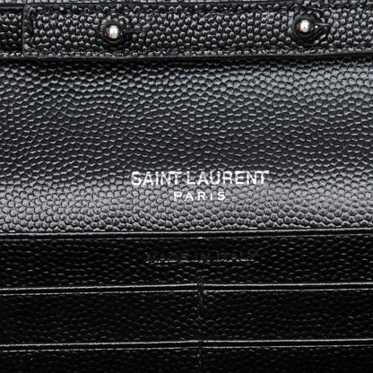 Saint Laurent Grain De Poudre Matelasse Chevron Monogram Chain Wallet Black 6 of 7