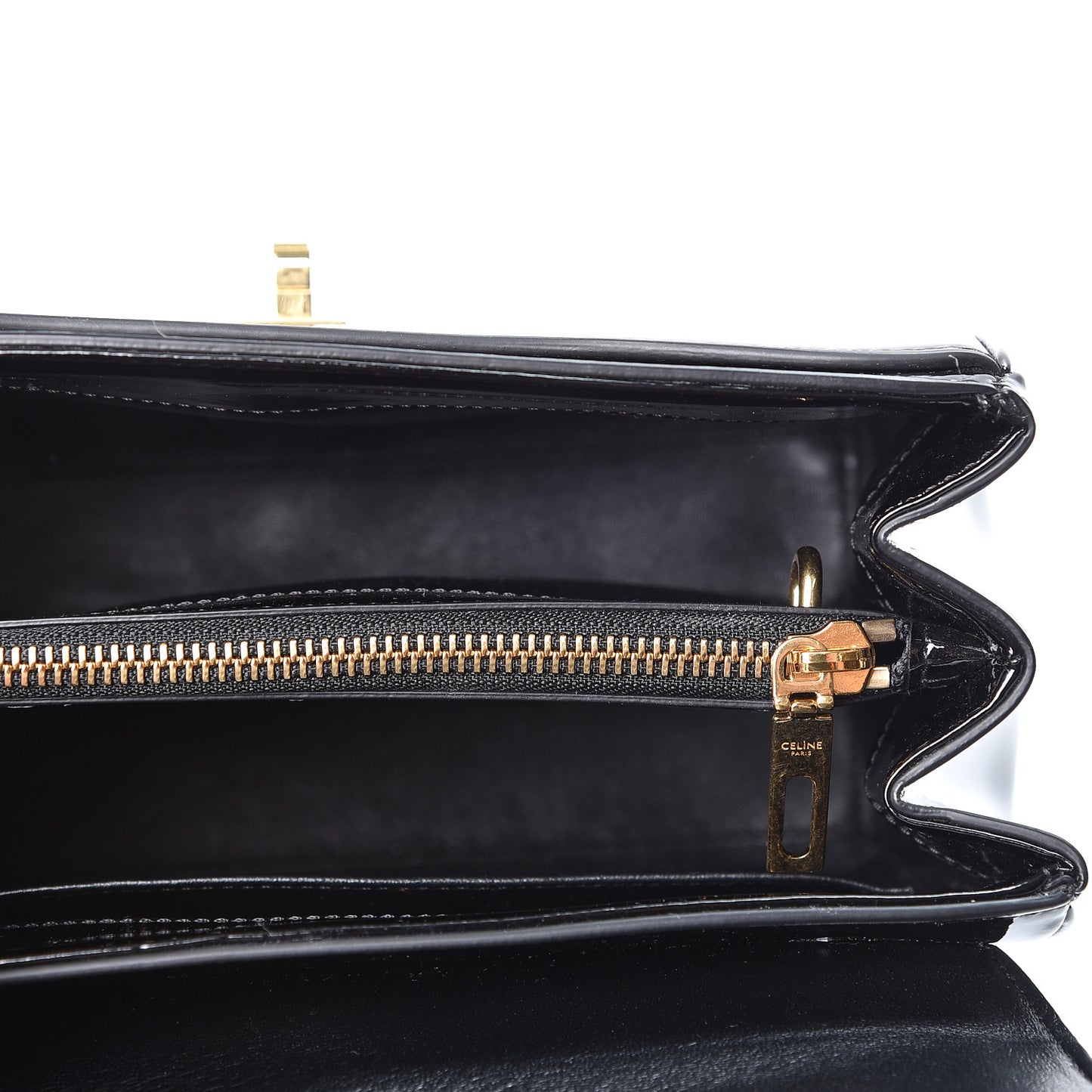 Patent Calfskin Small 16 Top Handle Bag Black