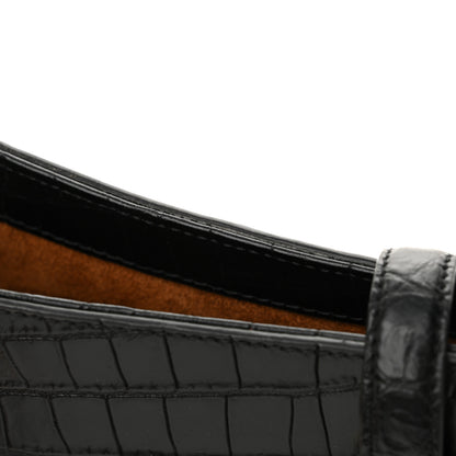 Saint Laurent Calfskin Crocodile Embossed Le 5 A 7 Hobo Black 11 of 11