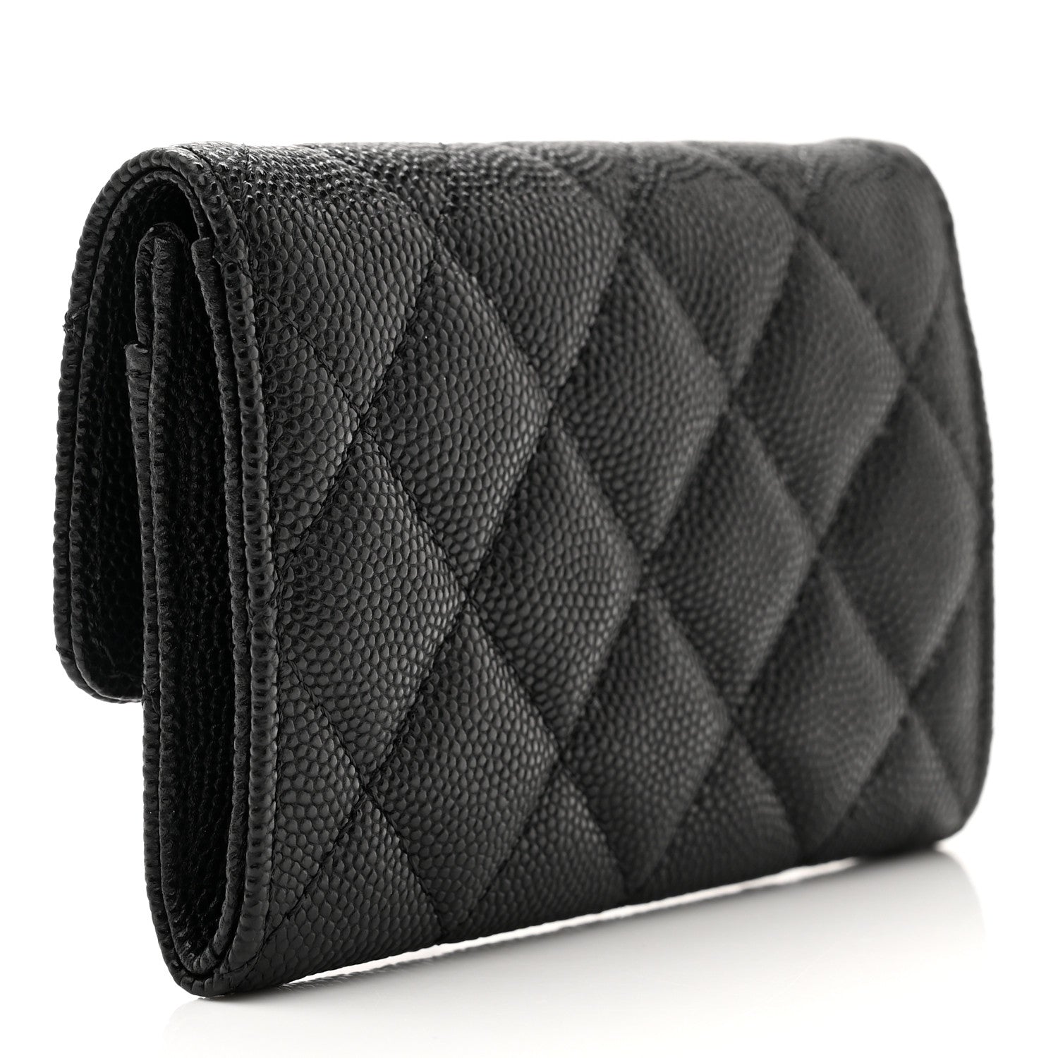 Chanel Shiny Caviar Quilted Strass CC Flap Card Holder Black 3 of 9
