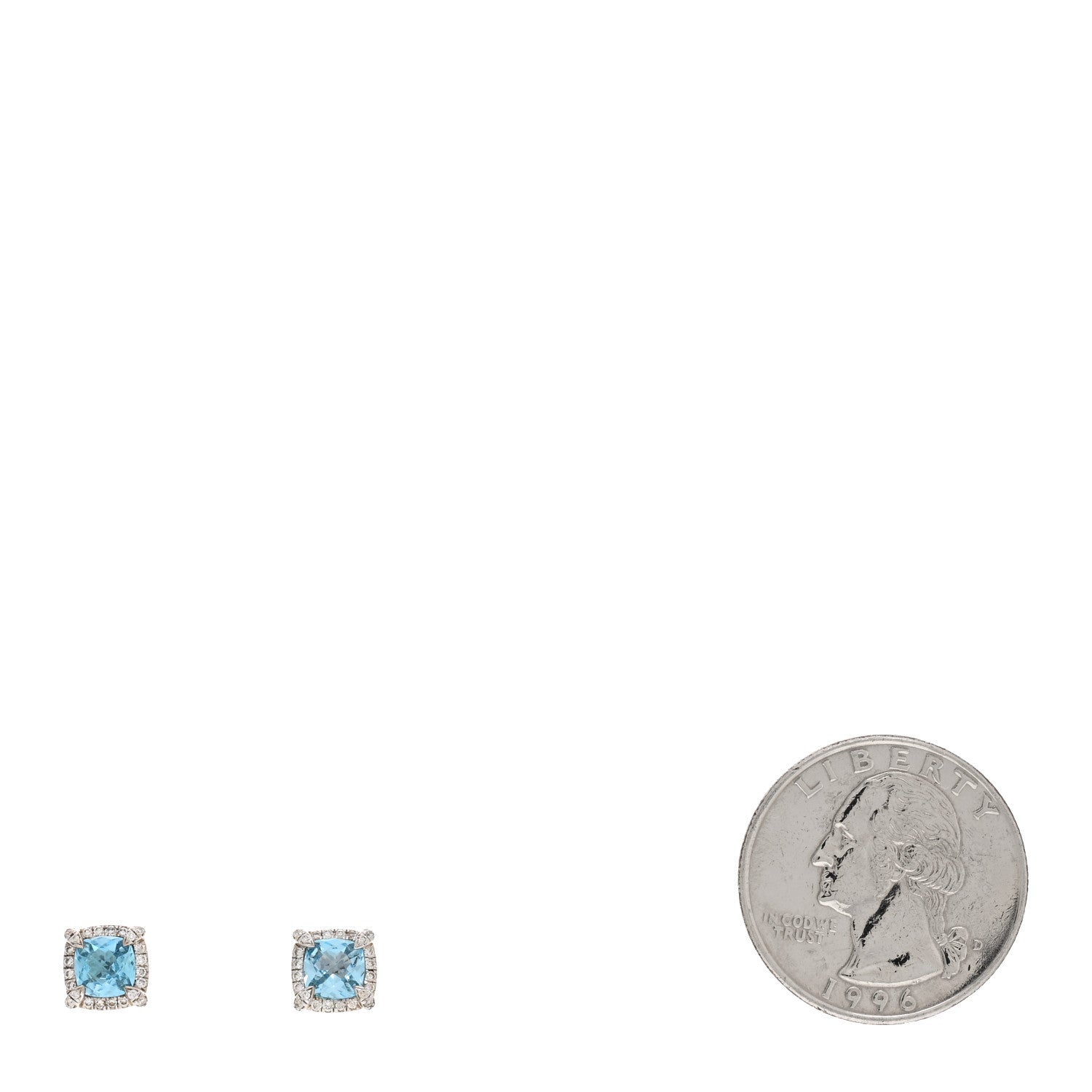 David Yurman Sterling Silver Diamond Blue Topaz Petite Chatelaine Bezel Stud Earrings 2 of 4