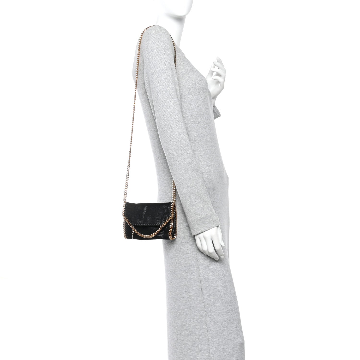 Stella McCartney Shaggy Deer Tiny Fold Over Falabella Tote Black 2 of 9
