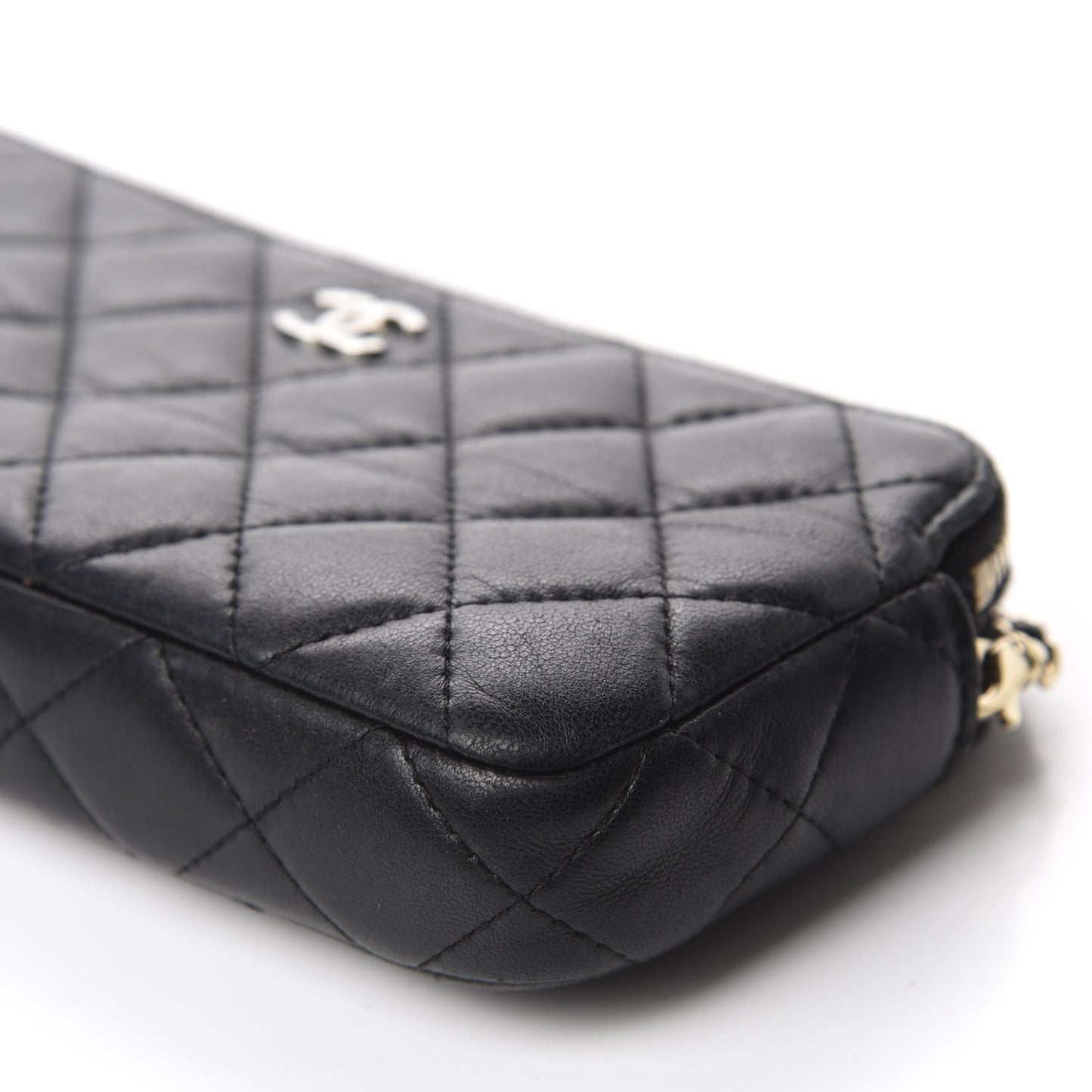 Lambskin Quilted Small Clutch With Chain Black