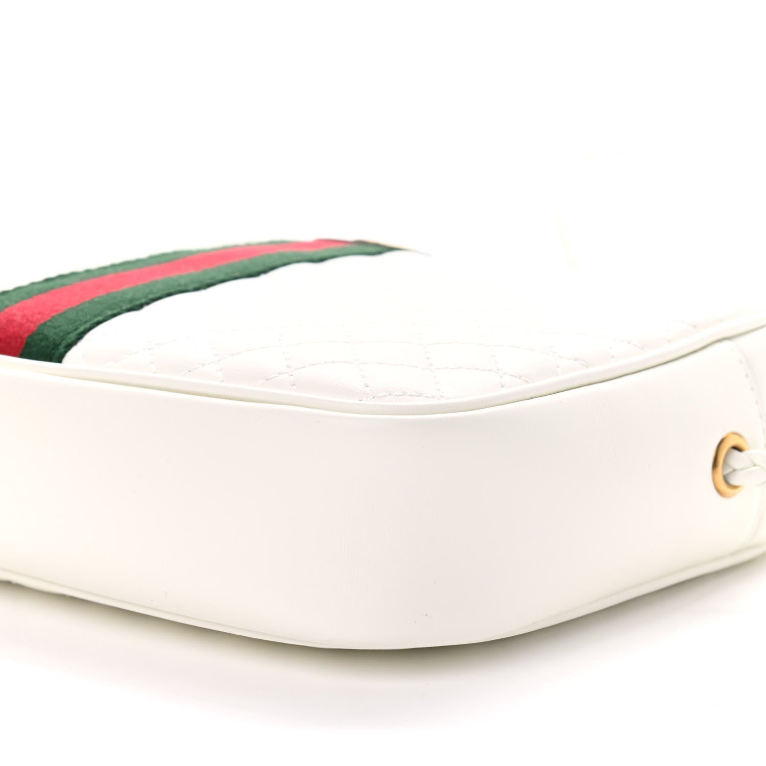Gucci Laminated Calfskin Quilted Web Small Shoulder Bag White 9 of 9