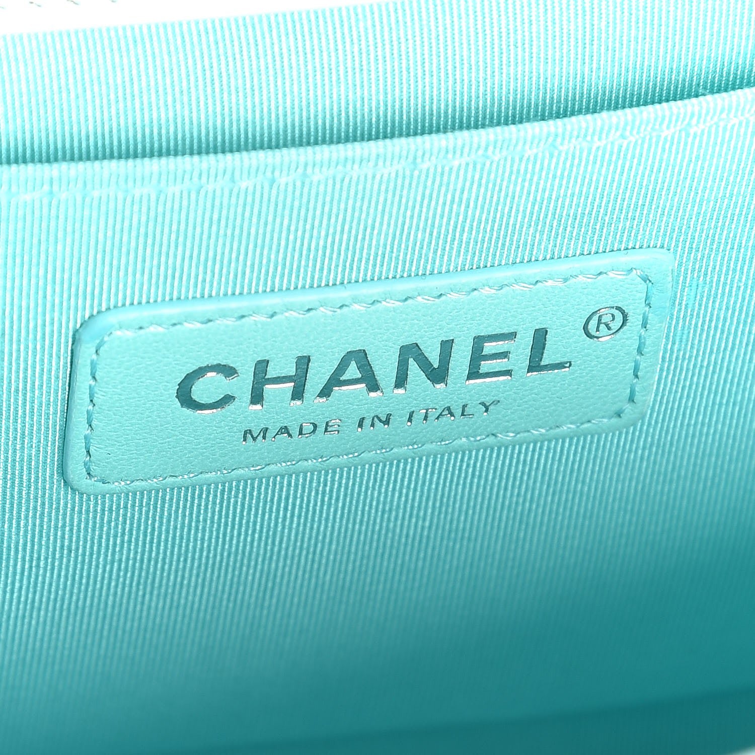 Chanel Metallic Lambskin Chevron Quilted Medium Boy Flap Light Blue 6 of 7