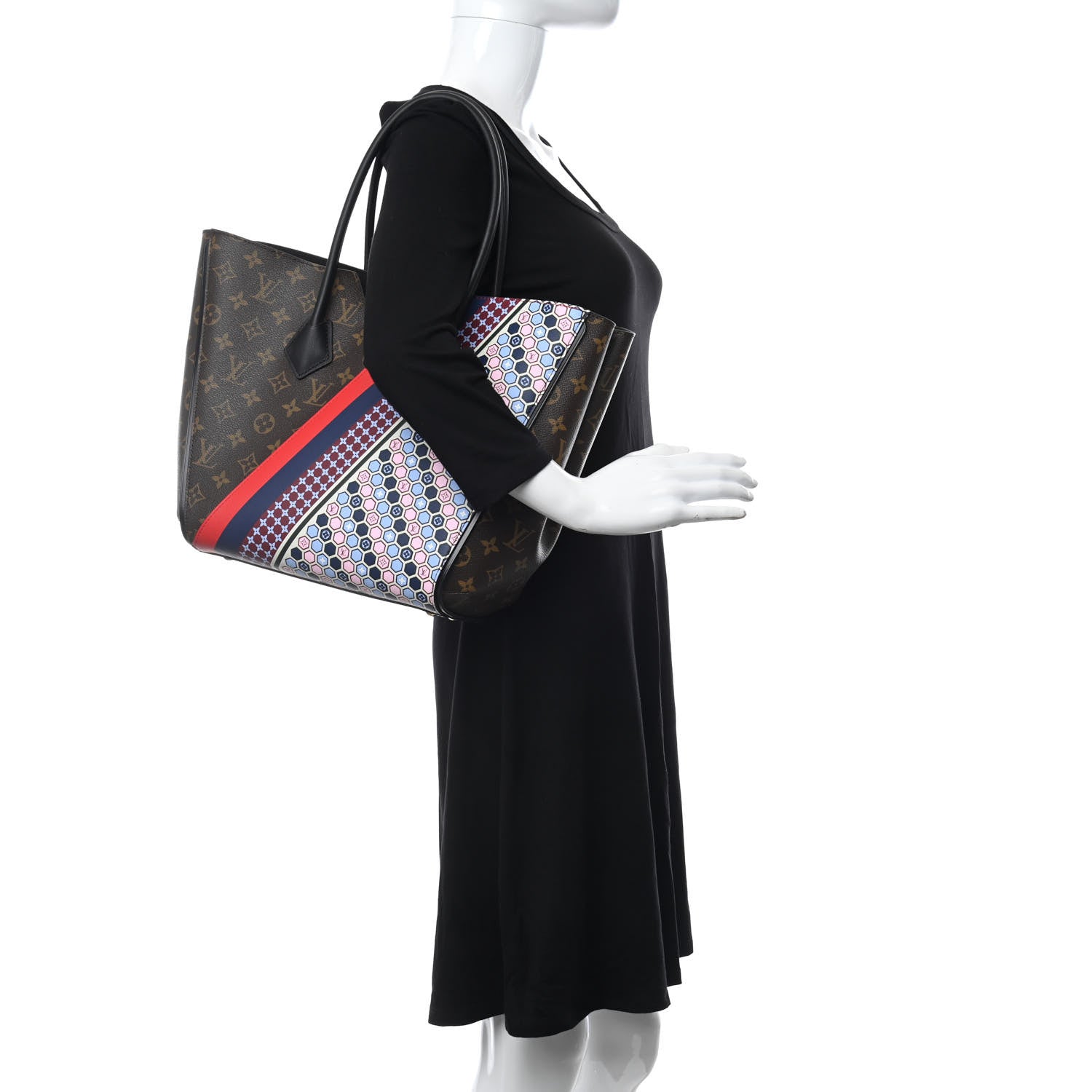 Louis Vuitton Calfskin Monogram Kimono Tote MM Rouge Navy 2 of 11
