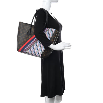 Louis Vuitton Calfskin Monogram Kimono Tote MM Rouge Navy 2 of 11