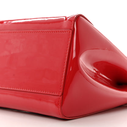 Fendi Vitello Vernice Mou Mini Peekaboo Iconic Satchel Rosso Cardinale 10 of 10