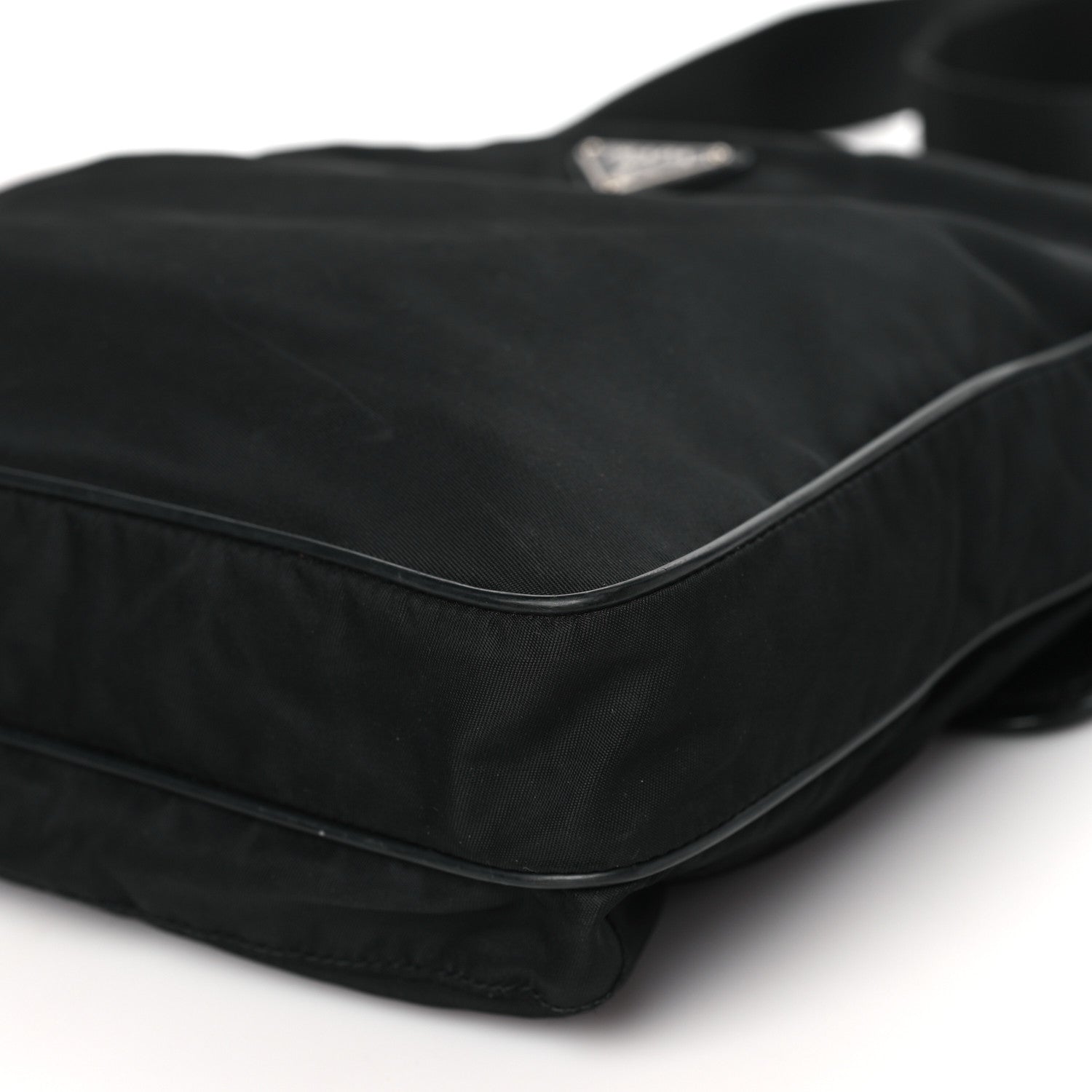 Prada Tessuto Nylon Saffiano Logo Messenger Bag Black 8 of 8
