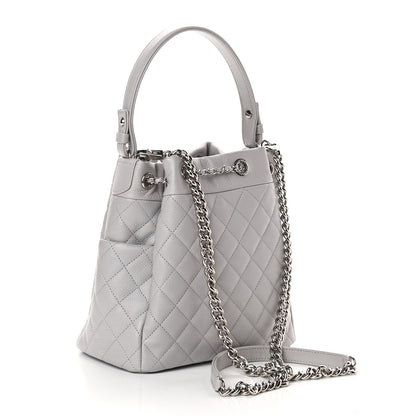 Chanel Caviar Quilted Small Chain Bucket Bag Light Gray 2 of 8