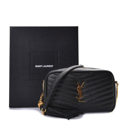 Saint Laurent Grain De Poudre Matelasse Monogram Mini Lou Camera Bag Black 9 of 9