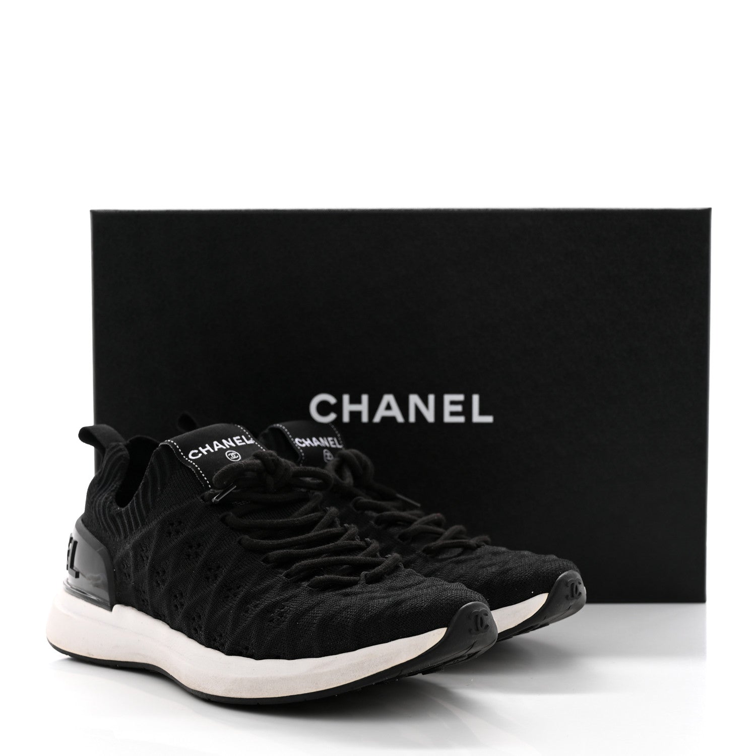 Chanel Fabric Logo Sneakers 36.5 Black 9 of 9