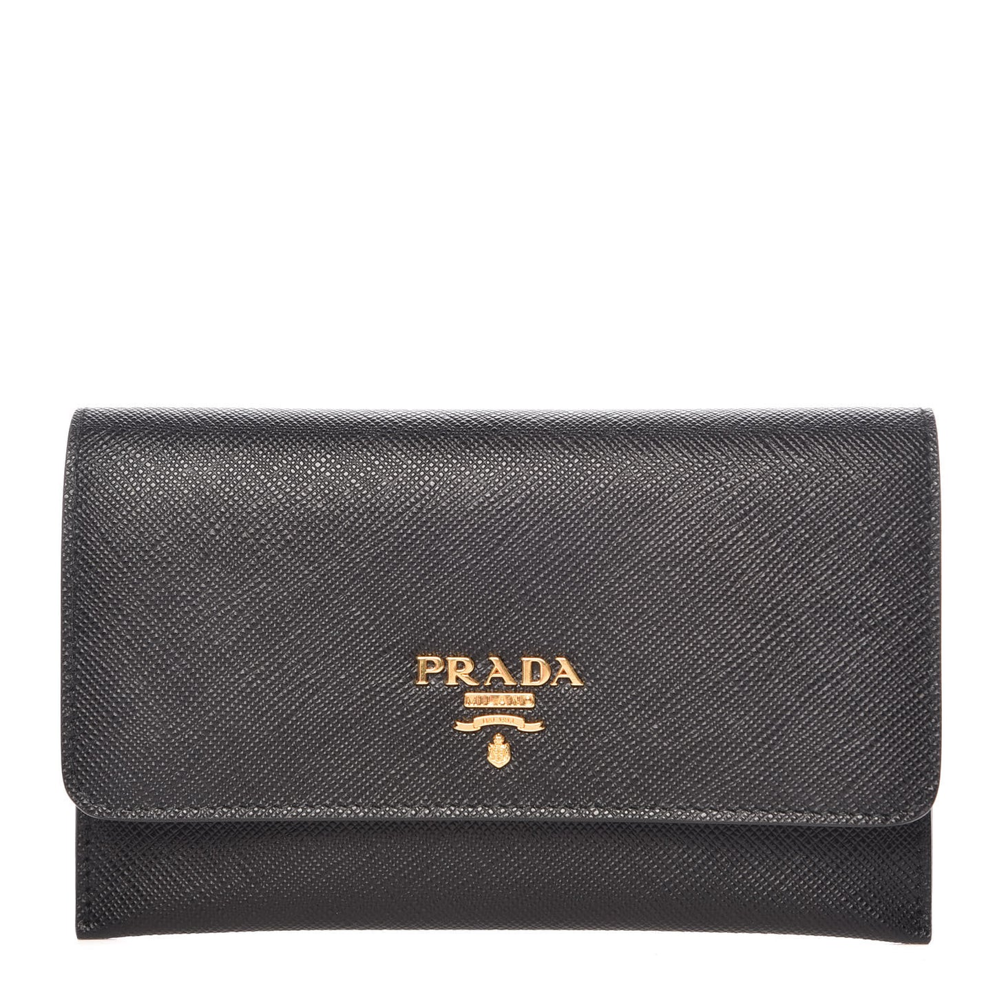 Saffiano Metal Flap Wallet Black
