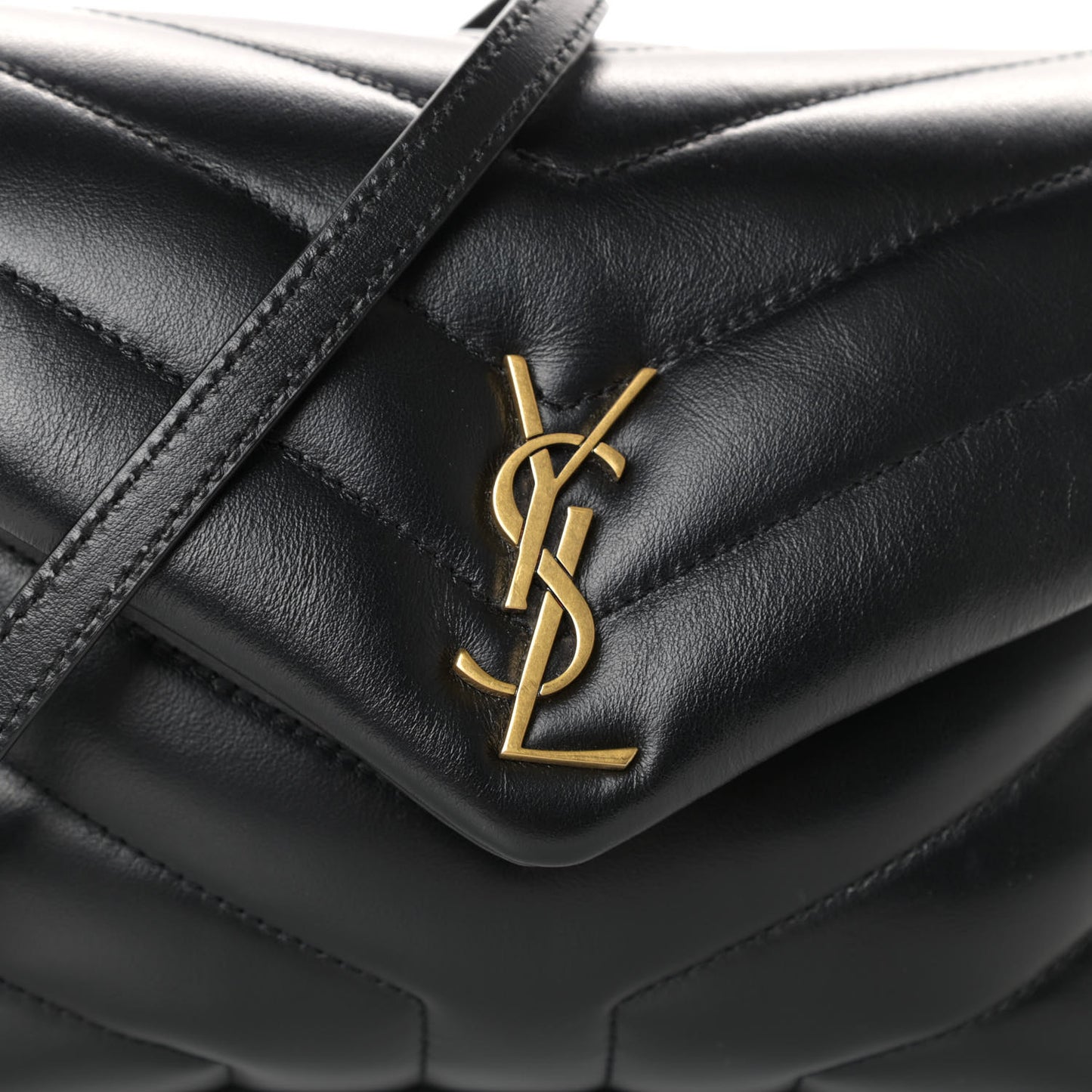 Calfskin Y Quilted Monogram Toy Loulou Crossbody Bag Black