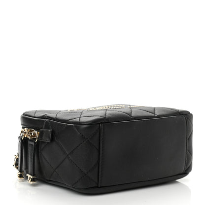 Chanel Lambskin Quilted Studded Quilted Vanity Case With Chain Black 4 of 10